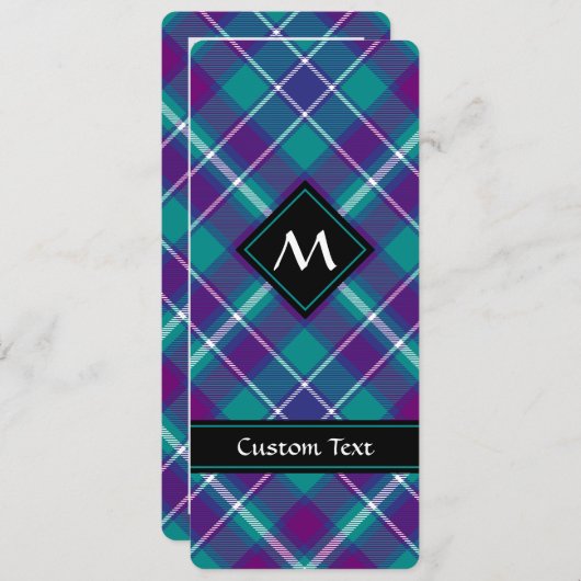 シーグリーン、パープル、ブルータータンチェック 招待状 (正面/裏面)