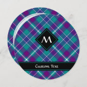 シーグリーン、パープル、ブルータータンチェック 招待状 (正面/裏面)