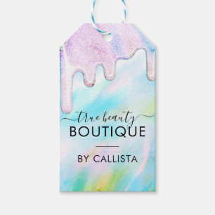 シーグリーン・ホログラフィック・グリッター・ドリップス・クロージング・タグ ギフトタグ