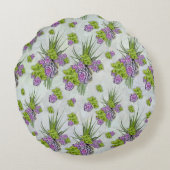 シーグリーン&ラベンダートーンの多肉質の色合い ラウンドクッション (裏面)