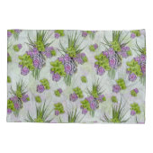 シーグリーン&ラベンダートーンの多肉質の色合い 枕カバー (裏面)