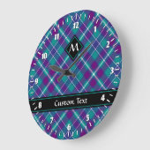 シーグリーン、紫、青のタータンチェック ラージ壁時計 (傾斜)