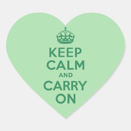 シーグリーン Keep Calm and Carry On ハートシール (正面)