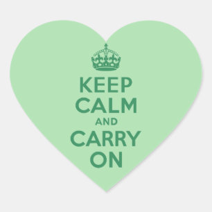 シーグリーン　Keep Calm and Carry On ハートシール