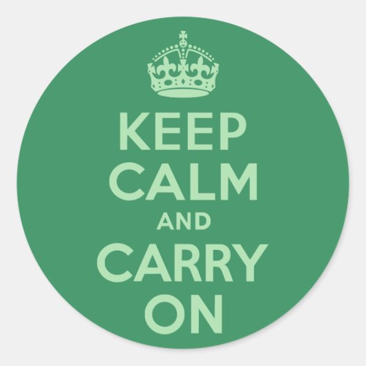 シーグリーンKeep Calm and Carry On ラウンドシール (正面)