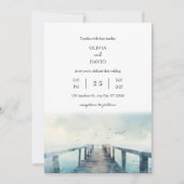 シーグルスオ素朴ーバーピア水彩ビーチ結婚式 招待状 (正面)