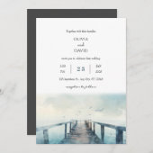 シーグルスオ素朴ーバーピア水彩ビーチ結婚式 招待状 (正面/裏面)