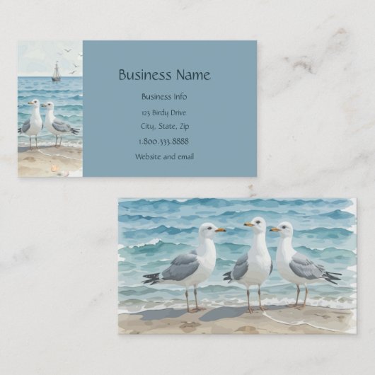 シーグルズアットザビーチ海シーウォーターアートグラフィック 名刺 (正面/裏面)