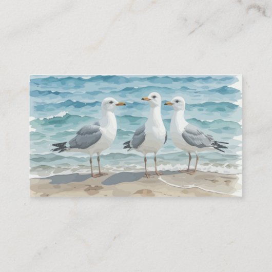 シーグルズアットザビーチ海シーウォーターアートグラフィック 名刺 (裏面)