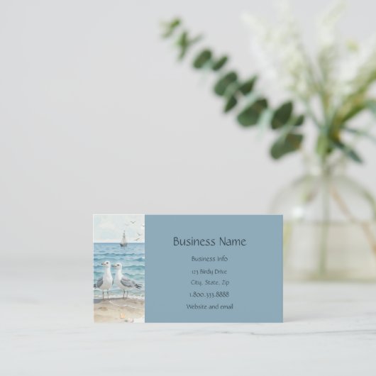 シーグルズアットザビーチ海シーウォーターアートグラフィック 名刺 (スタンド正面)
