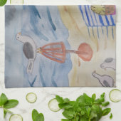 シーグルズオンビーチティータオル キッチンタオル (折り畳み)