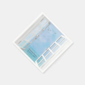 シーグル付きの海ウィンドウを開く スタンダードカクテルナプキン (角)