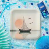 シーグル付きサイボートサンセット ペーパープレート (パーティー)