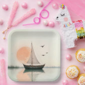 シーグル付きサイボートサンセット ペーパープレート (パーティー)