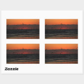 シーグル飛んでいるーズ海サンライズ写真 長方形シール (シート)