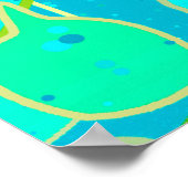 "シーグロットー"抽象芸術-ターコイズ、ブルー、金ゴールド ポスター (角)