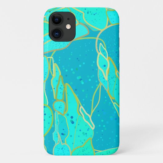 "シーグロットー"抽象芸術-ターコイズ、ブルー、金ゴールド Case-Mate iPhoneケース (裏面)