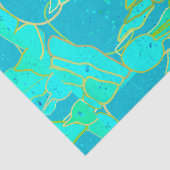 シーグロット抽象芸術、ターコイズ、アクアと金ゴールド 薄葉紙 (詳細)