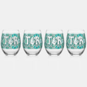 シーグ結婚ラスのカップル – 彼の緑淡い色の ステムなしワイングラス (正面)