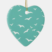 シーグ航海のルズ風化ティール(緑がかった色)ブルーとホワイト セラミックオーナメント (右)