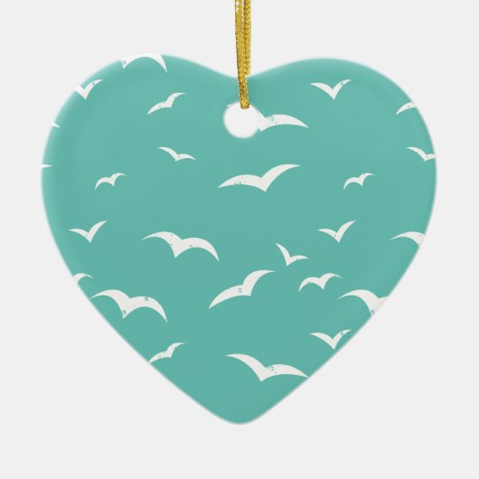 シーグ航海のルズ風化ティール(緑がかった色)ブルーとホワイト セラミックオーナメント (正面)