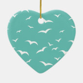 シーグ航海のルズ風化ティール(緑がかった色)ブルーとホワイト セラミックオーナメント (裏面)