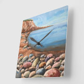 シーコーストロッキーの崖の海岸リラックスの明るい スクエア壁時計 (傾斜)