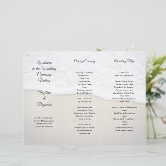 シーコースト結婚式 プログラム写真テンプレートトリフォル (スタンド正面)