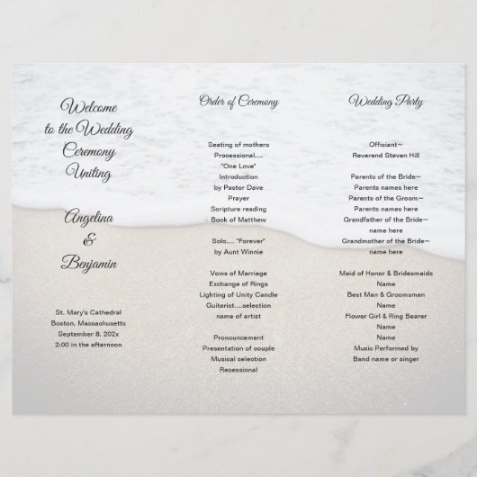 シーコースト結婚式 プログラム写真テンプレートトリフォル (正面)