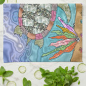 シーサイケデリックタートルシーホースアート キッチンタオル (折り畳み)