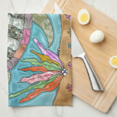 シーサイケデリックタートルシーホースアート キッチンタオル (四つ折り)