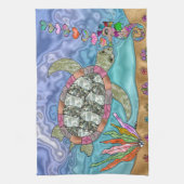 シーサイケデリックタートルシーホースアート キッチンタオル (縦)