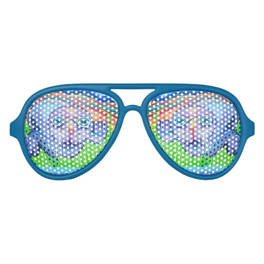 シーサイケデリックライオン – アクリル絵画ズ アビエーターサングラス (正面)