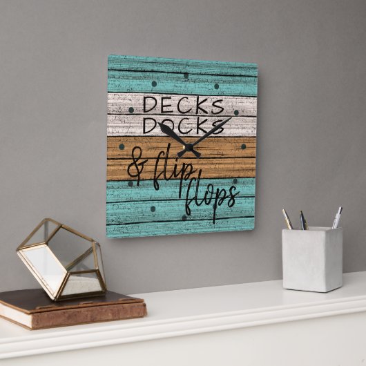 シーサイドおもしろいビーチシーサマー引用文アート スクエア壁時計 (オフィス)