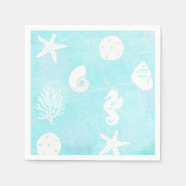 シーサイドかわいらしビーチをテーマにしたシーシェル スタンダードカクテルナプキン
