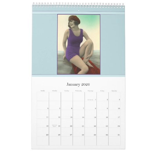 シーサイドのスタイルヴィンテージポートレートはがき カレンダー (1月 2026)