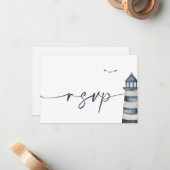 シーサイドウェディングRSVP QRコードカード ノートカード (正面/裏面インサイチュ)