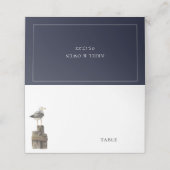 シーサイドウォーター色ネイビー結婚ブルー プレイスカード (外部開封)