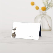 シーサイドウォーター色ネイビー結婚ブルー プレイスカード (正面)