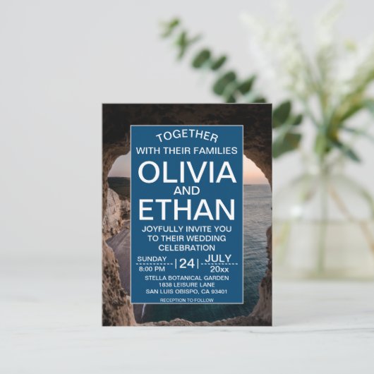 シーサイドエレガントコースタルサマービーチ結婚式 ポストカード (スタンド正面)