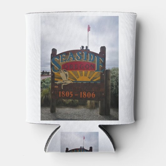 シーサイドオレゴンLewisとクラークサインオンプロムビーチ 缶クーラー (正面)