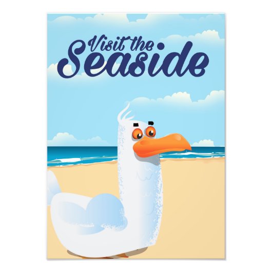 シーサイドカモメの旅行ポスターを訪れる フォトプリント            (正面)