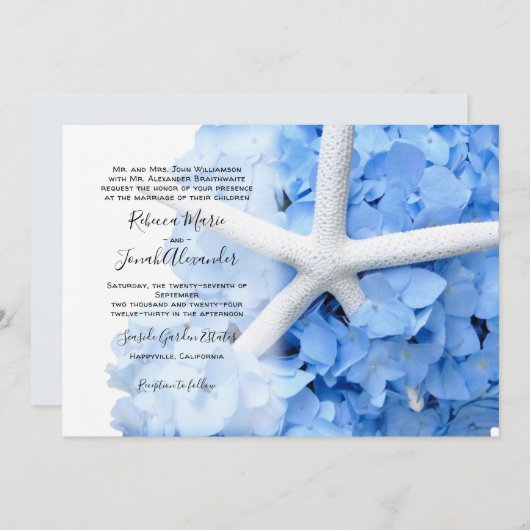 シーサイドガーデンの両親がコースト結婚の 招待状 (正面/裏面)