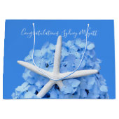 シーサイドガーデンヒトデ結婚ィッシュおめでとう ラージペーパーバッグ (正面)