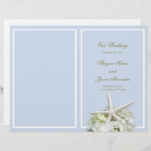 シーサイドガーデンヒトデ結婚式 プログラムカバー (正面/裏面)