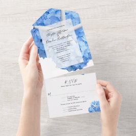 シーサイドガーデンブルーアジサイ結婚ズ オールインワン招待状