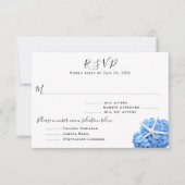 シーサイドガーデンブルーメニューエントリRSVPカード 出欠カード (正面)