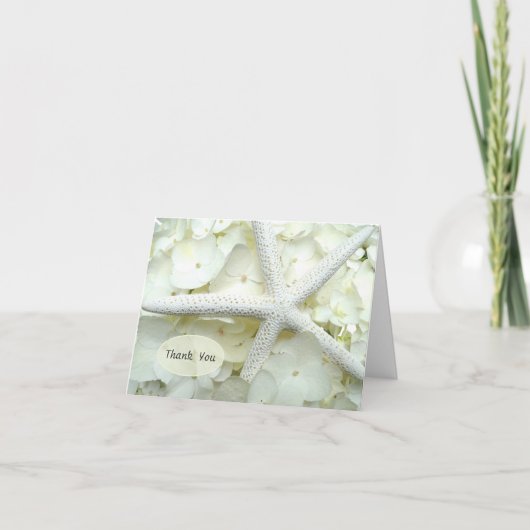 シーサイドガーデンホワイトフローラヒトデありがとう サンキューカード (正面)