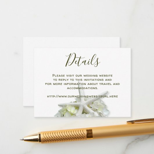 シーサイドガーデンホワイト結婚ズのウェブサイト詳細 エンクロージャーカード (正面/裏面インサイチュ)