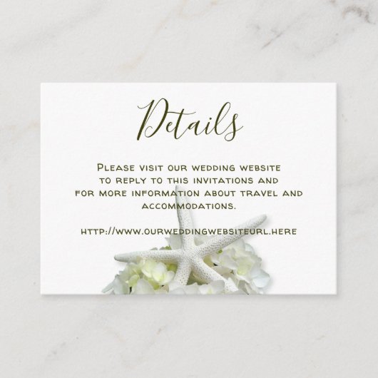 シーサイドガーデンホワイト結婚ズのウェブサイト詳細 エンクロージャーカード (正面)